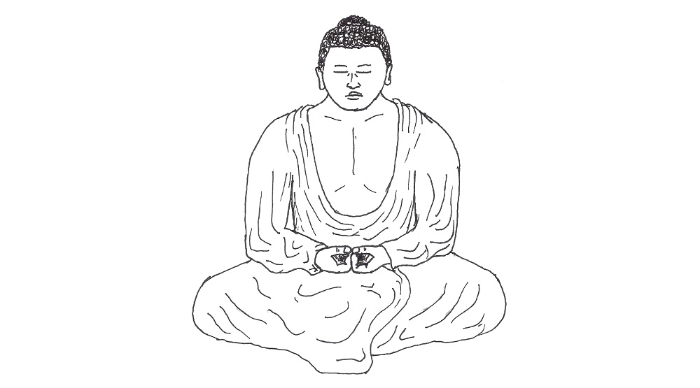 Buda užsiima meditacija